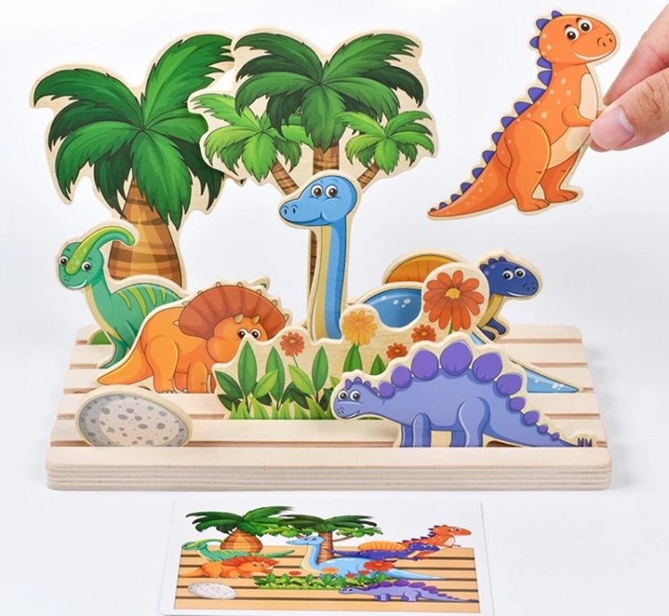 Kids Wooden Logical Thinking Game Farm Animal Scene Puzzles Build Matching Game