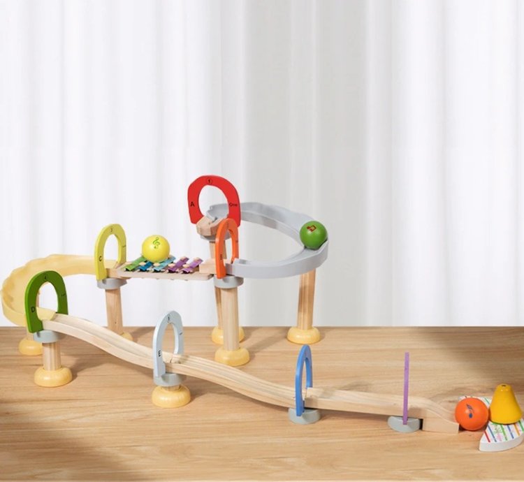 Children Music Tracking Ball Wooden Blocks Toys Montessorri Sensory Tracking Ball