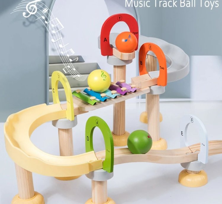 Children Music Tracking Ball Wooden Blocks Toys Montessorri Sensory Tracking Ball