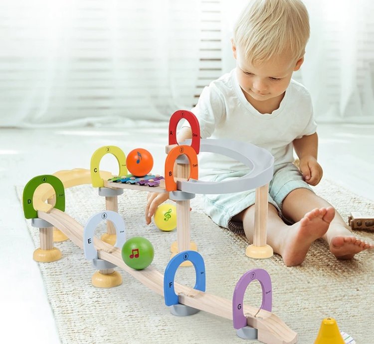 Children Music Tracking Ball Wooden Blocks Toys Montessorri Sensory Tracking Ball