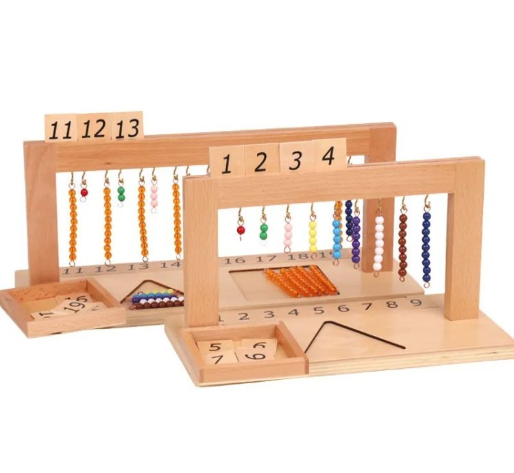 Montessori Mathematics Material Pearls Learning Toys Beaded Symbols Trays Decimal Educational
