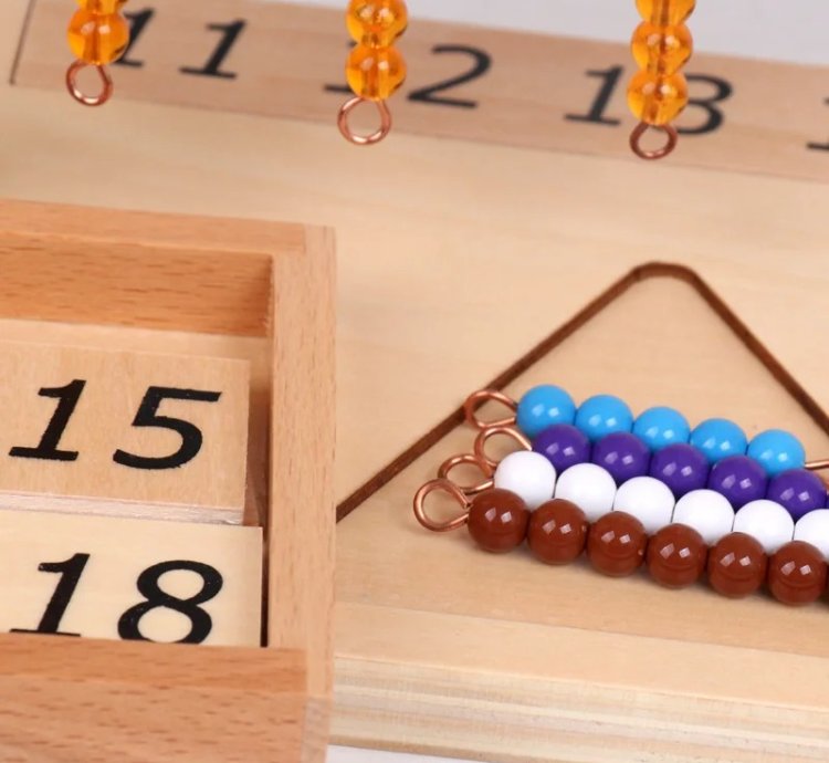 Montessori Mathematics Material Pearls Learning Toys Beaded Symbols Trays Decimal Educational