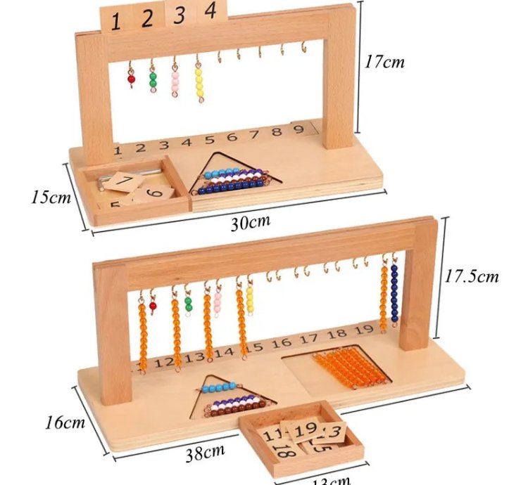 Montessori Mathematics Material Pearls Learning Toys Beaded Symbols Trays Decimal Educational