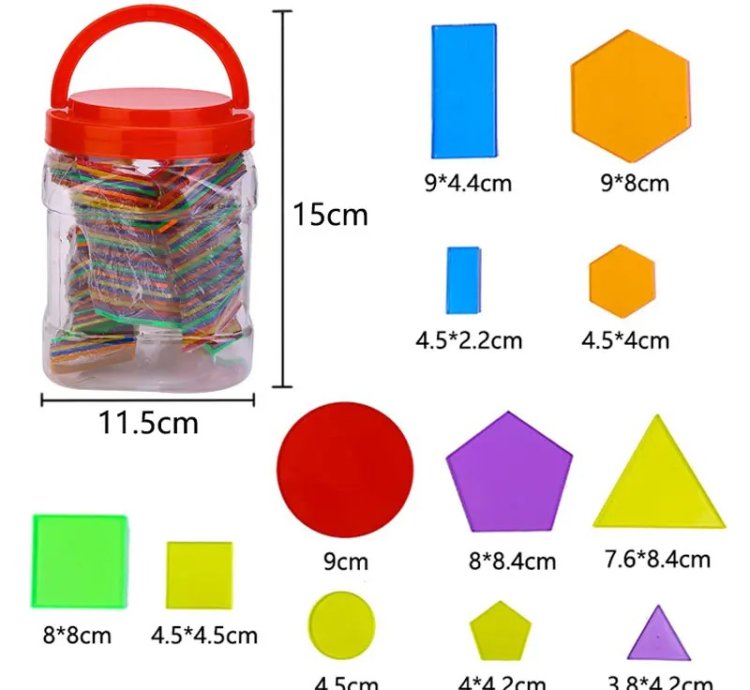 Montessori Translucent Geometric Puzzle Kids Toys Rainbow Blocks DIY