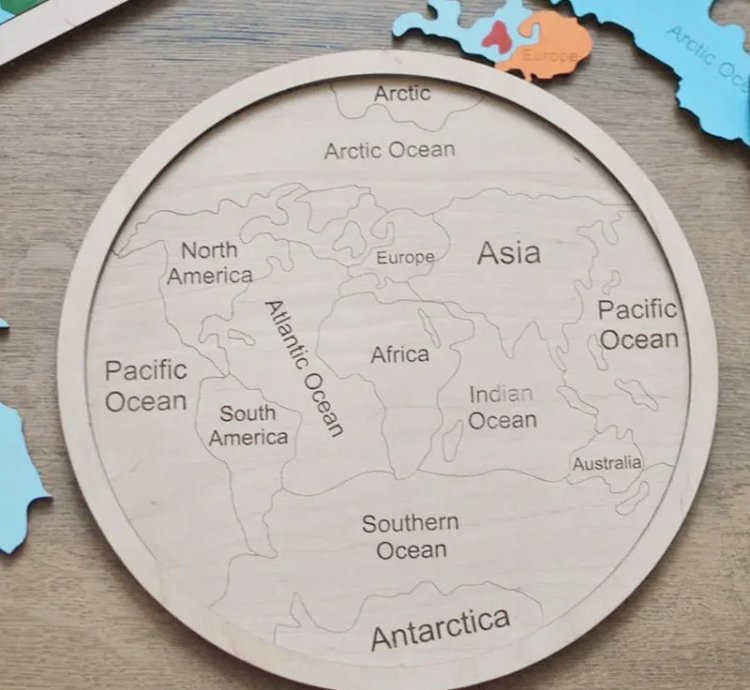 Wooden Colored World Map Puzzle Toys Montessori Educational Parish Learning Cognitive