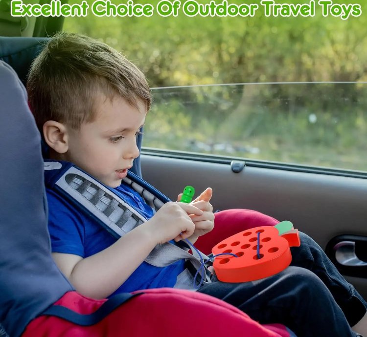 Wooden Lacing Toys for Toddlers Plane Activities Car Travel