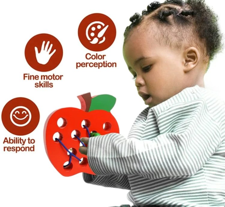 Wooden Lacing Toys for Toddlers Plane Activities Car Travel
