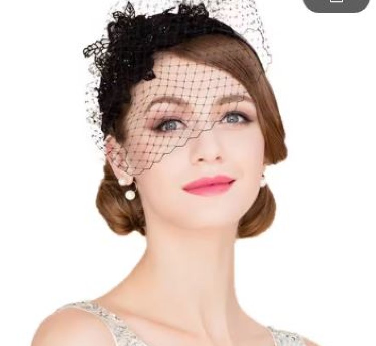 Black White Fascinators Hat With Veil Ladies