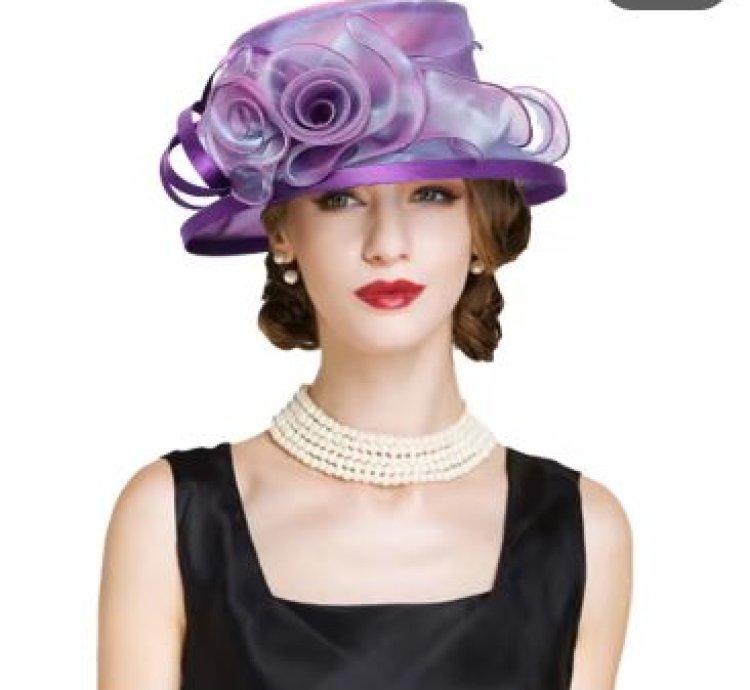Summer Purple White Church Hats