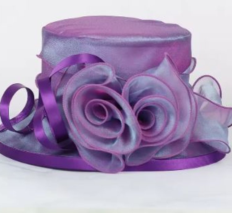 Summer Purple White Church Hats