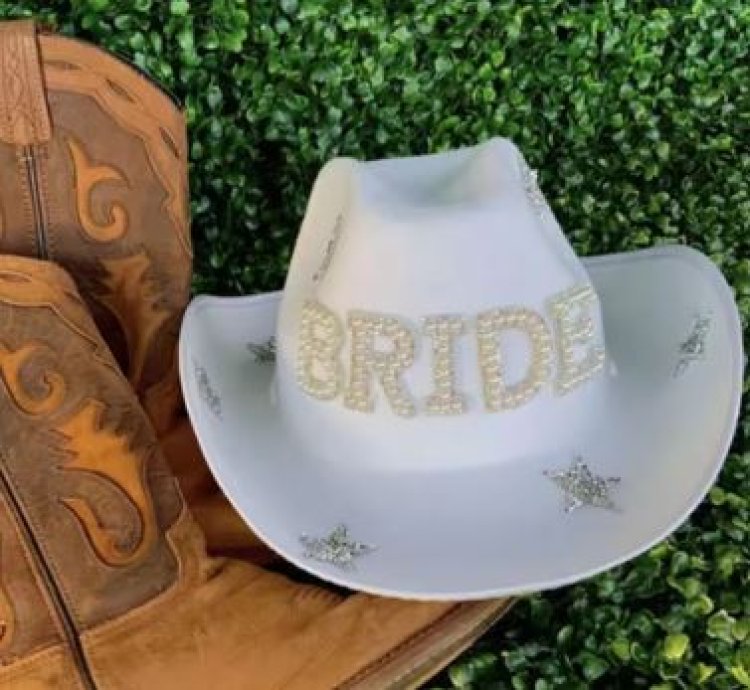 White Bride Crystal Cowgirl Hat