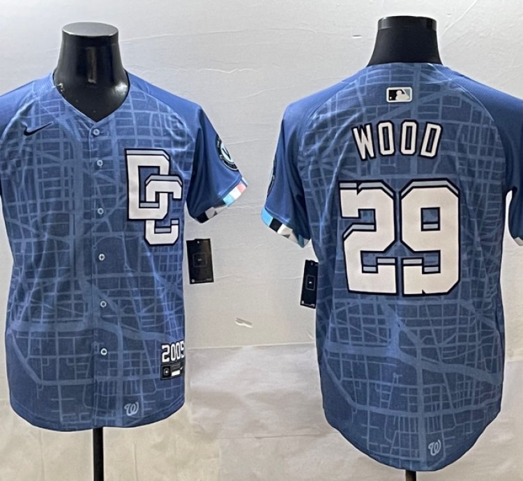 Washington Nationals James Wood Blue 2025 City Connect Limited Jersey
