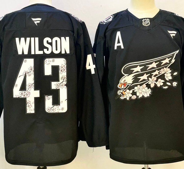 Washington Capitals Tom Wilson Black Cherry Blossom Jersey