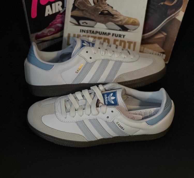 adidas shoes Samba OG White Halo Blue Gum - IE0877