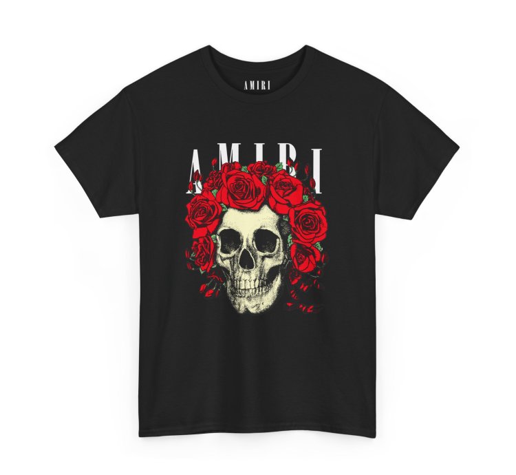 Amiri Rose Skull Black T-shirt - Size Usa