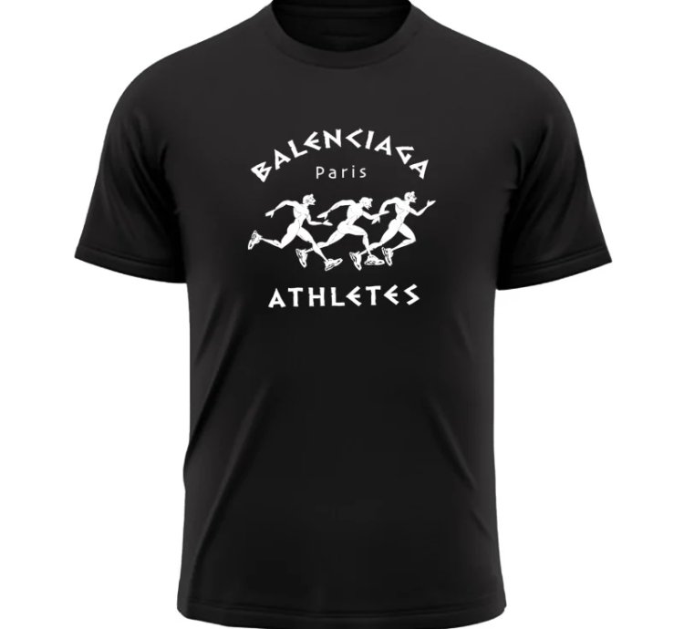 Balenciaga Athletes Print Logo T-Shirt Black