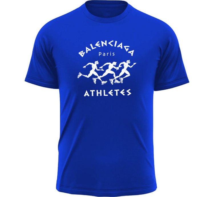 Balenciaga Athletes Print Logo T-Shirt Blue