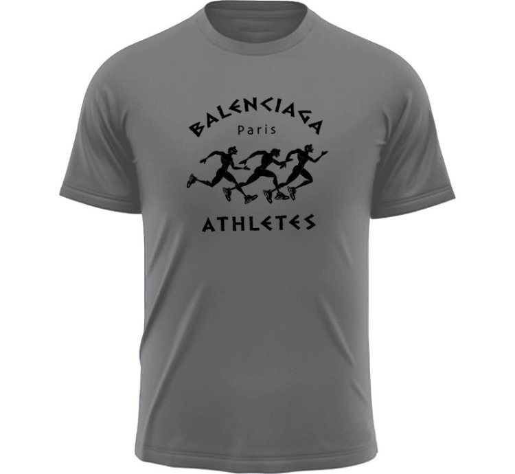 Balenciaga Athletes Print Logo T-Shirt Grey