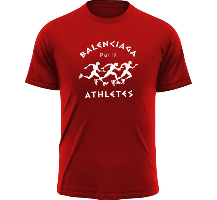 Balenciaga Athletes Print Logo T-Shirt Red
