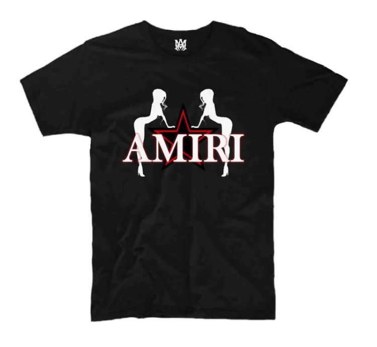 Amiri Stars Girl Logo T-Shirt Size USA Black