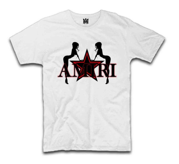 Amiri Stars Girl Logo White T-Shirt USA Size