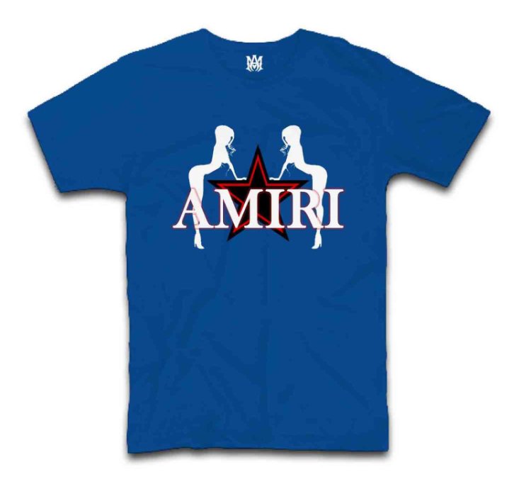 Amiri Stars Girl Logo Blue T-Shirt USA Size S-5XL