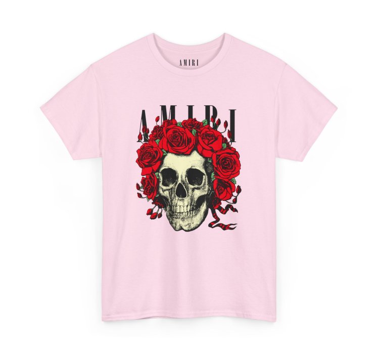 Amiri Rose Skull Light Pink T-shirt - Size Usa