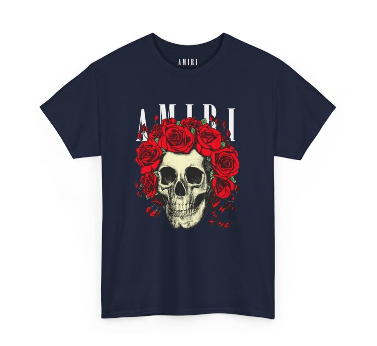 Amiri Rose Skull Navy T-shirt - Size Usa