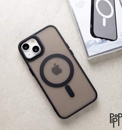 Black Armour Magsafe Matte Phone Case - BKMS-BLACK, IP 16 PLUS