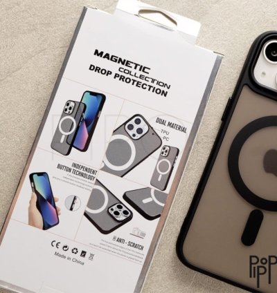 Black Armour Magsafe Matte Phone Case - BKMS-BLACK, IP 16 PLUS