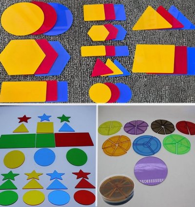 Montessori Math Didactic Materials Kids Translucent Geometric Shape