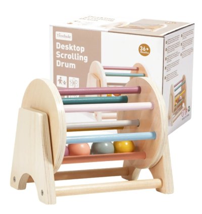 Montessori Wooden Rolling Drum Set - Colorful Educational Toys with Puzzle Balls