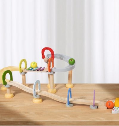 Children Music Tracking Ball Wooden Blocks Toys Montessorri Sensory Tracking Ball