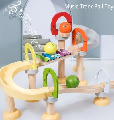 Children Music Tracking Ball Wooden Blocks Toys Montessorri Sensory Tracking Ball