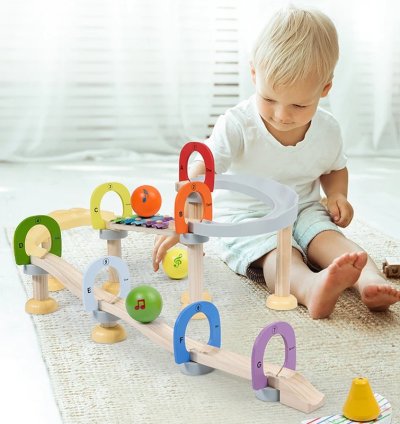 Children Music Tracking Ball Wooden Blocks Toys Montessorri Sensory Tracking Ball