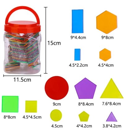 Montessori Translucent Geometric Puzzle Kids Toys Rainbow Blocks DIY
