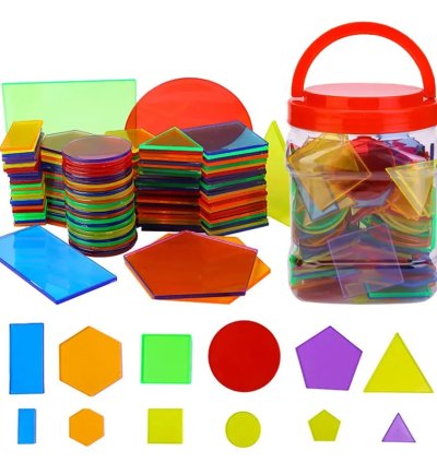 Montessori Translucent Geometric Puzzle Kids Toys Rainbow Blocks DIY