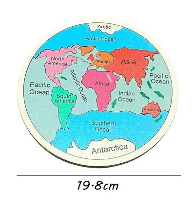 Wooden Colored World Map Puzzle Toys Montessori Educational Parish Learning Cognitive