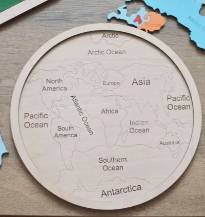 Wooden Colored World Map Puzzle Toys Montessori Educational Parish Learning Cognitive