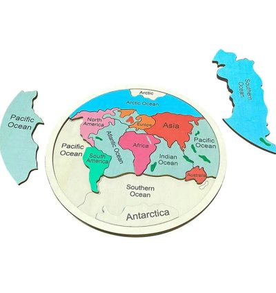 Wooden Colored World Map Puzzle Toys Montessori Educational Parish Learning Cognitive