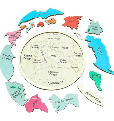 Wooden Colored World Map Puzzle Toys Montessori Educational Parish Learning Cognitive