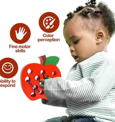 Wooden Lacing Toys for Toddlers Plane Activities Car Travel