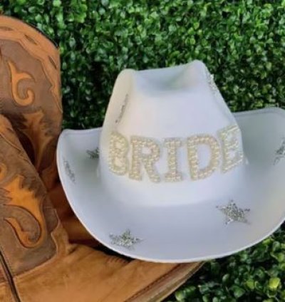 White Bride Crystal Cowgirl Hat