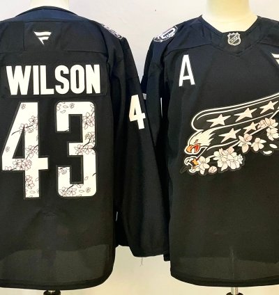 Washington Capitals Tom Wilson Black Cherry Blossom Jersey