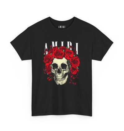 Amiri Rose Skull Black T-shirt - Size Usa