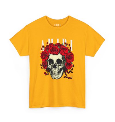Amiri Rose Skull Gold T-shirt - Size Usa