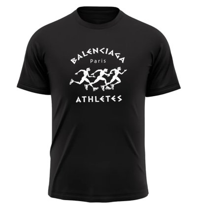 Balenciaga Athletes Print Logo T-Shirt Black