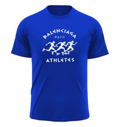 Balenciaga Athletes Print Logo T-Shirt Blue
