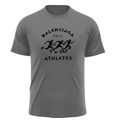 Balenciaga Athletes Print Logo T-Shirt Grey