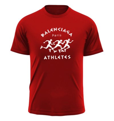 Balenciaga Athletes Print Logo T-Shirt Red